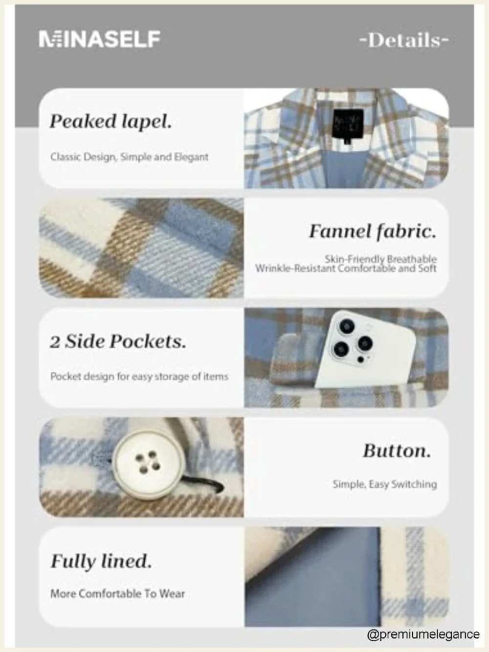 Wool Blend Flannel Plaid Blazer Jacket, Slim Fit Long Sleeve Business Casual
